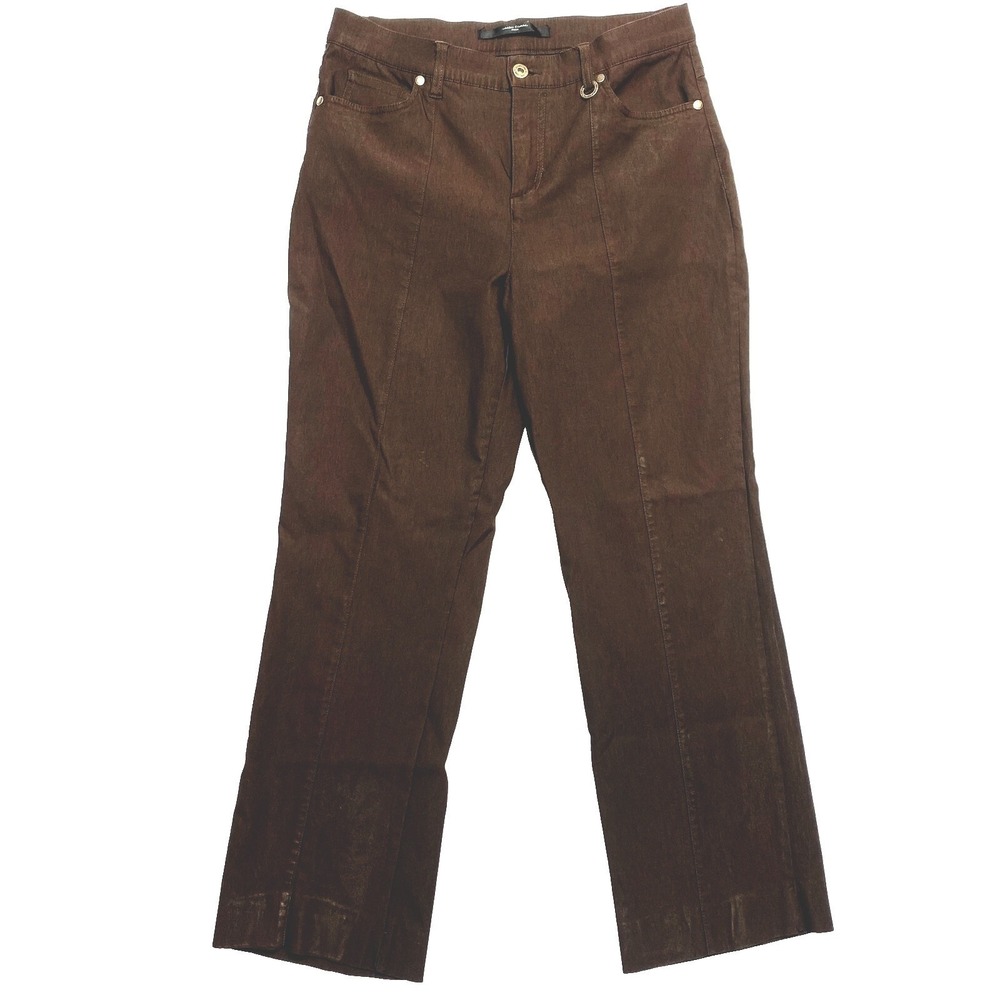 Simon Chang Denim Pants Womens 10 Brown Bootcut Pockets Logo